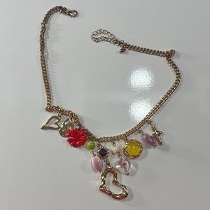 Princess Polly Gold Necklace with Colorful Charms
